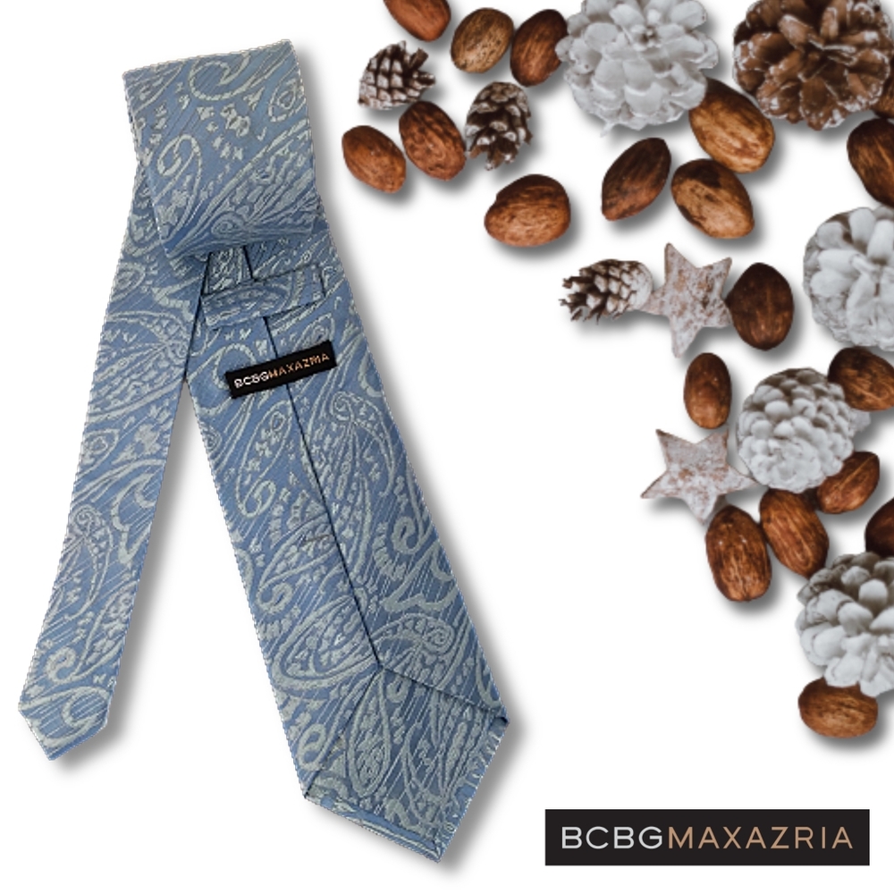 BCBG MAXAZRIA | 100% Imported Silk Blue & Green Paisley Necktie